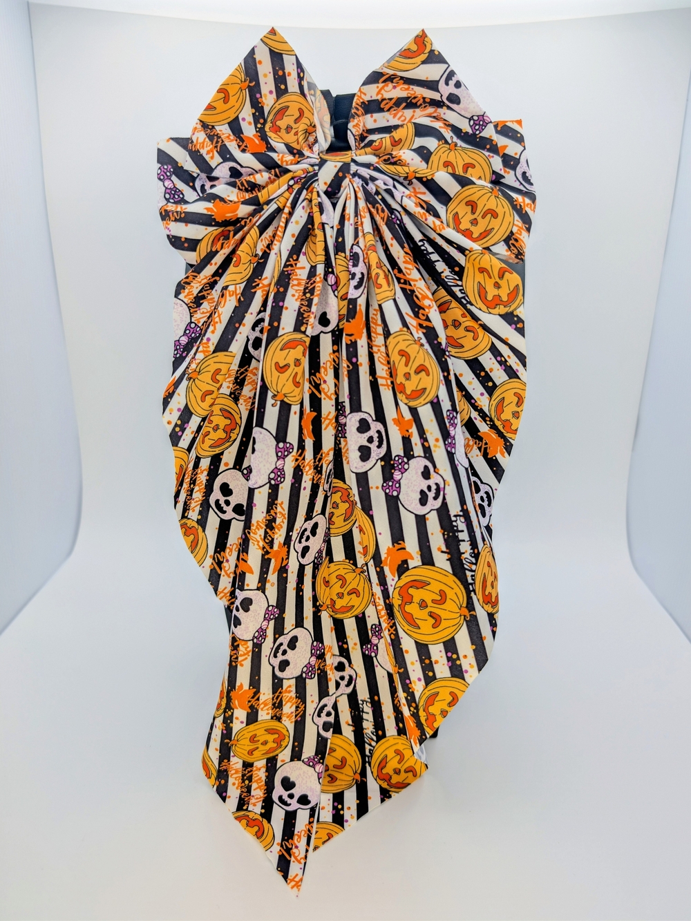 Halloween Pumpkin & Skull Long tailed Hairbow
